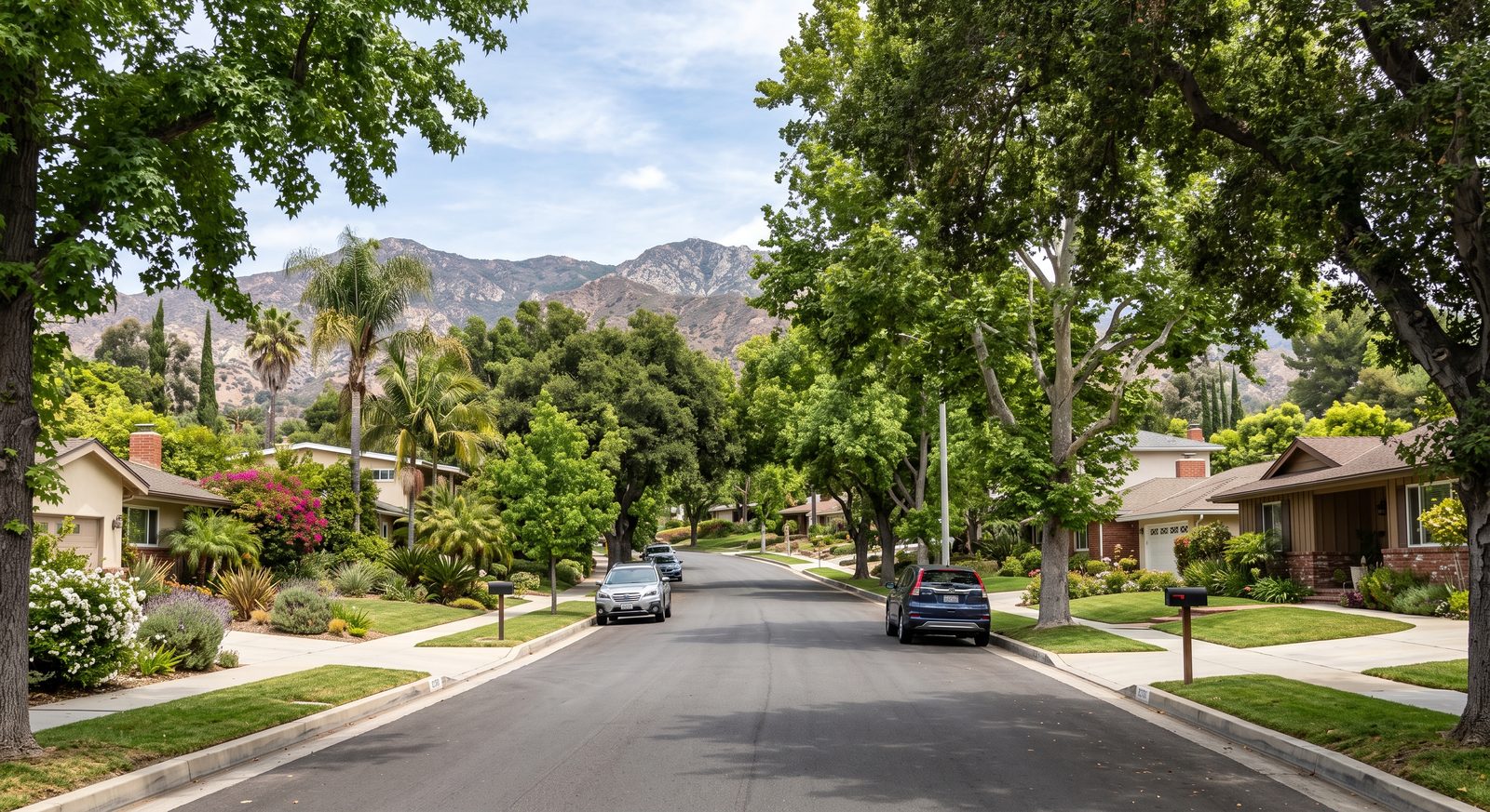 Residential street in North Hills, California, in the San Fernando Valley